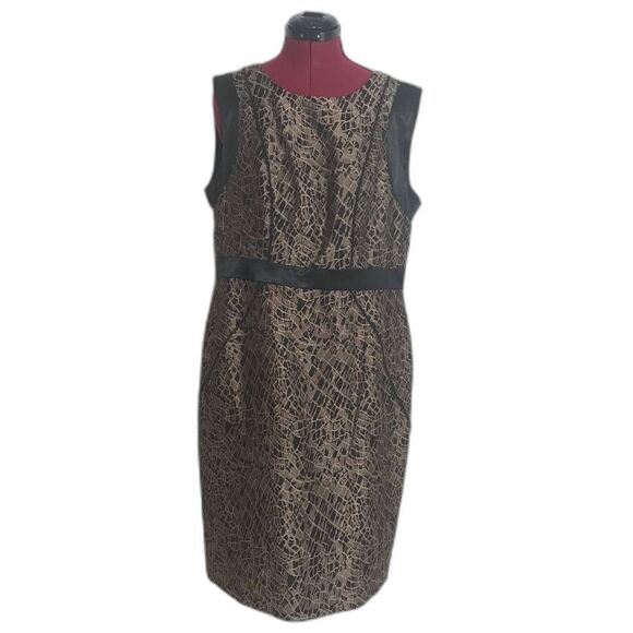 Jones New York Dress Women's Size 14 Taupe & Black Sleeveless Sheath - Picture 11 of 11